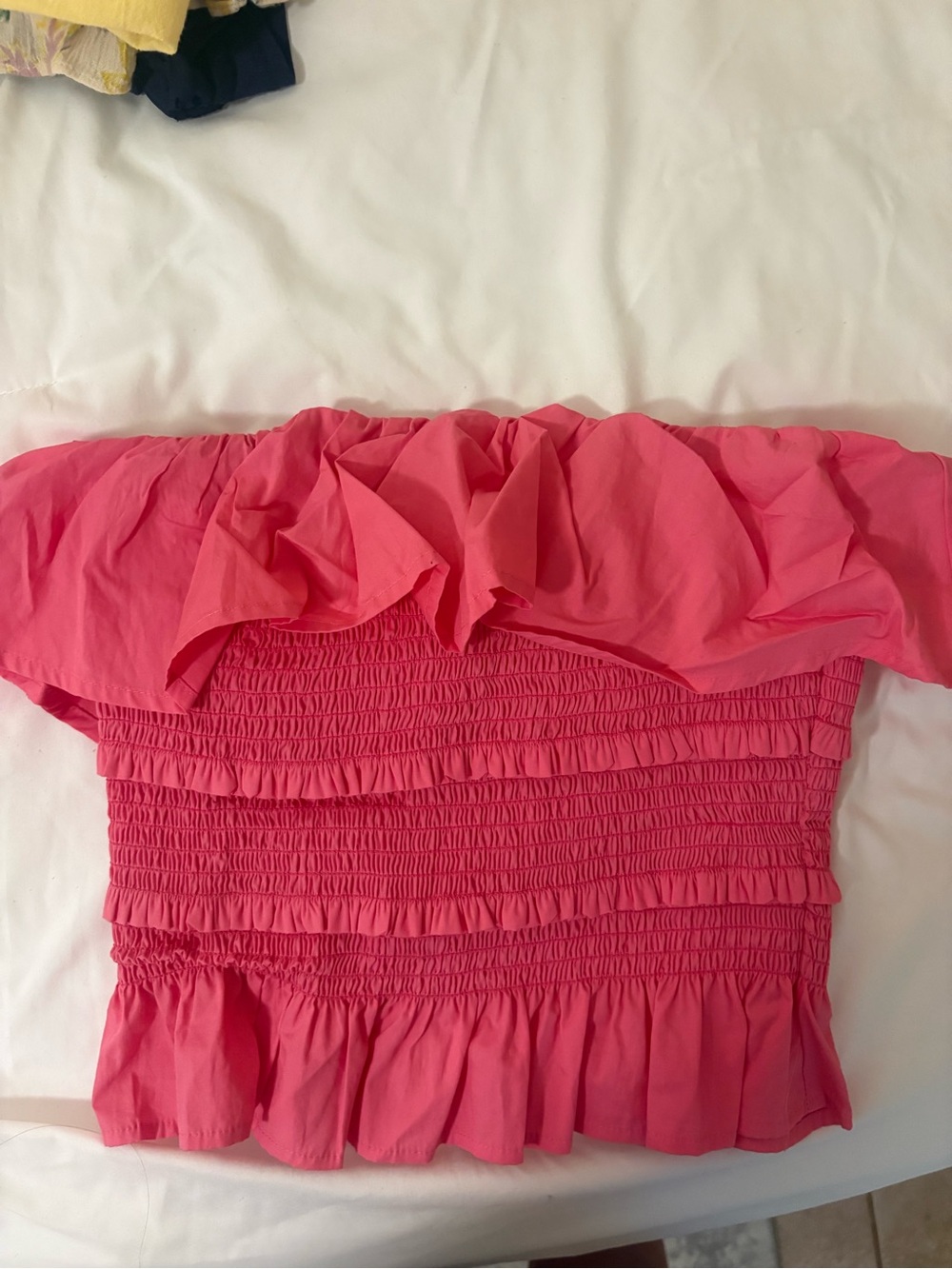 Strapless Ruffle Smocked Crop Top - Pink - Picture 2 of 4